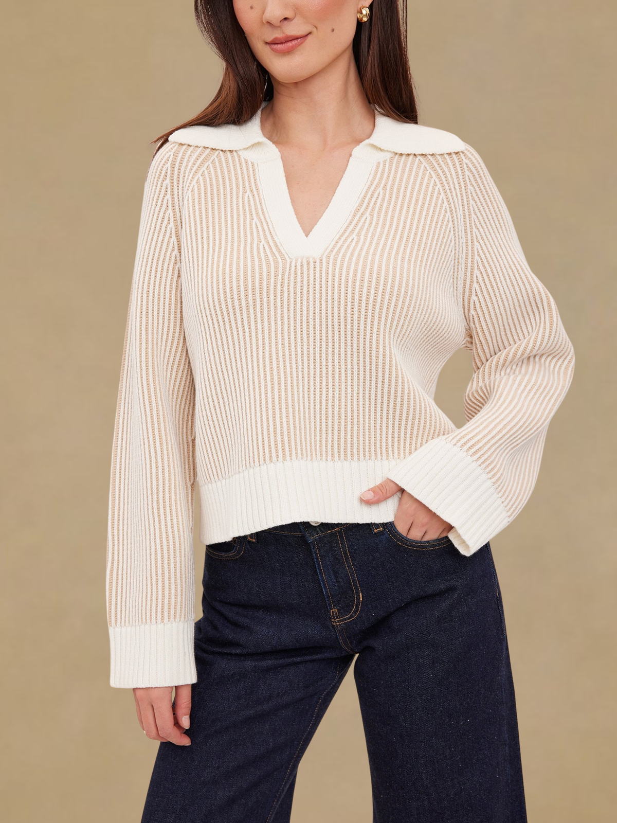 Gentle Fawn Xander V-Neck Sweater - Cream