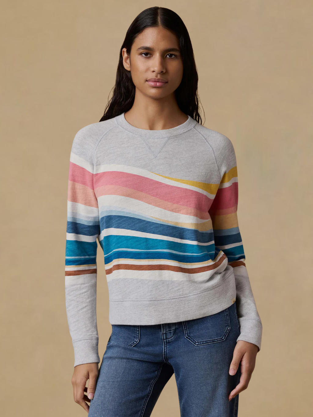 Faherty Sunwashed Organic Crewneck - Soleil Waves