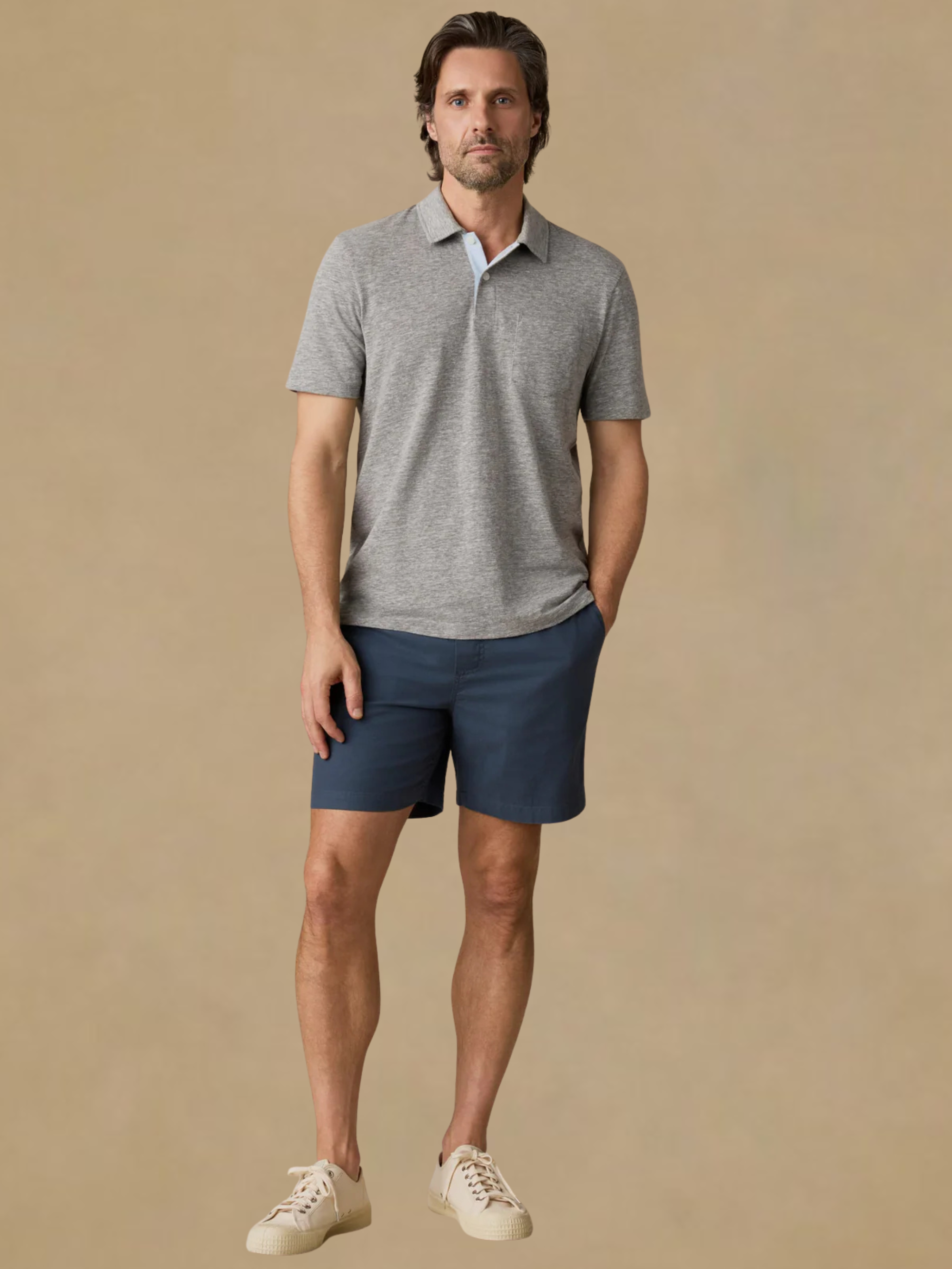 Faherty Short-Sleeve Breeze Polo - Cave Grey Heather