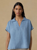 Faherty Zoe Gauze Top - Indigo