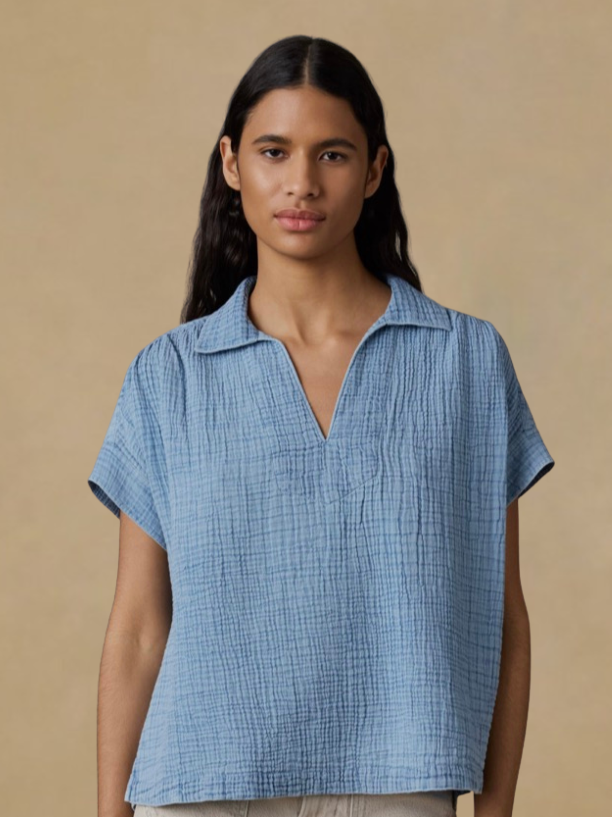 Faherty Zoe Gauze Top - Indigo