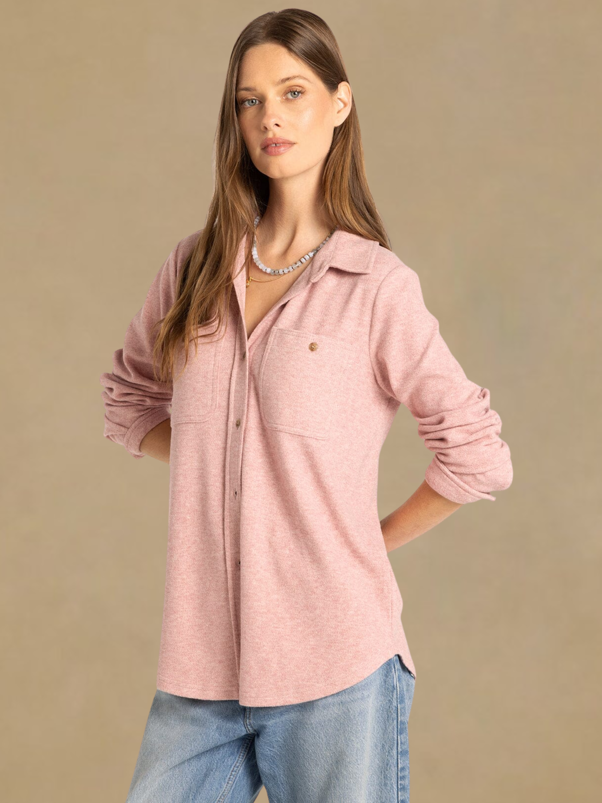 Thread & Supply Lewis Shirt - Mauve Pink Heather