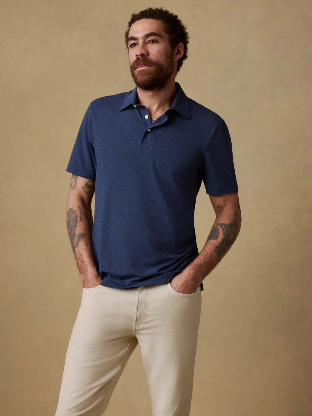Faherty Short-Sleeve Movement Polo - Great Falls Heather