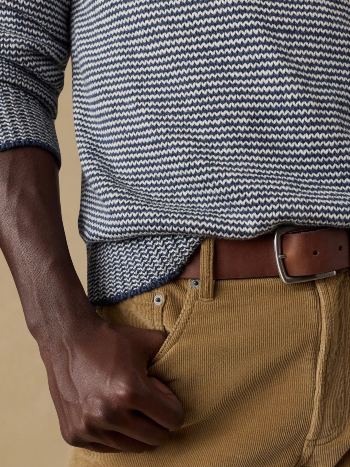 Faherty Heirloom Crewneck Sweater - Ivory Navy Feeder