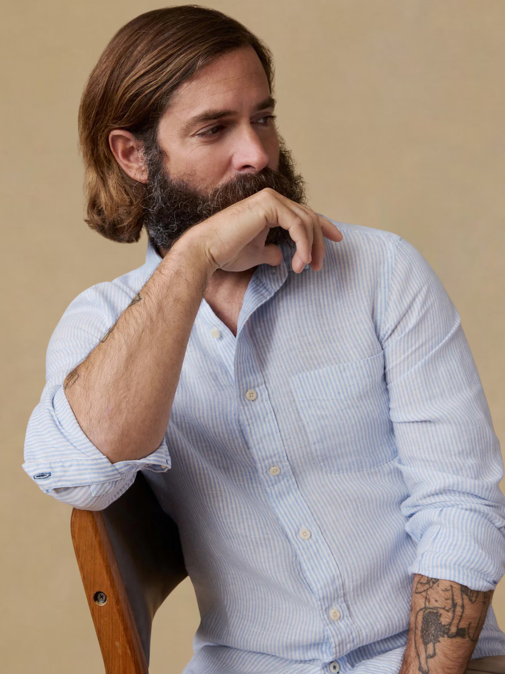 Faherty Laguna Linen Shirt - Summer Classic Stripe