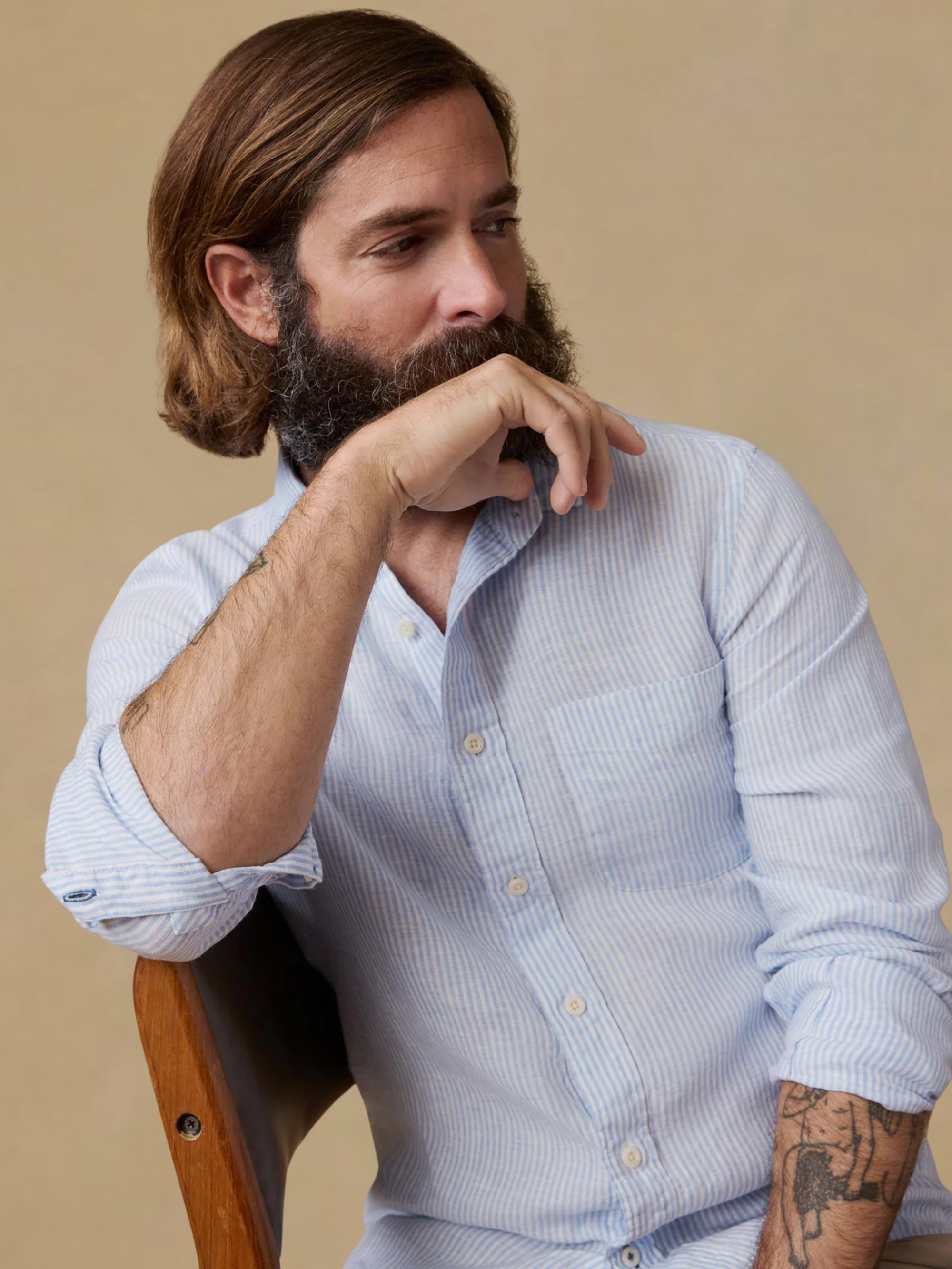 Faherty Laguna Linen Shirt - Summer Classic Stripe
