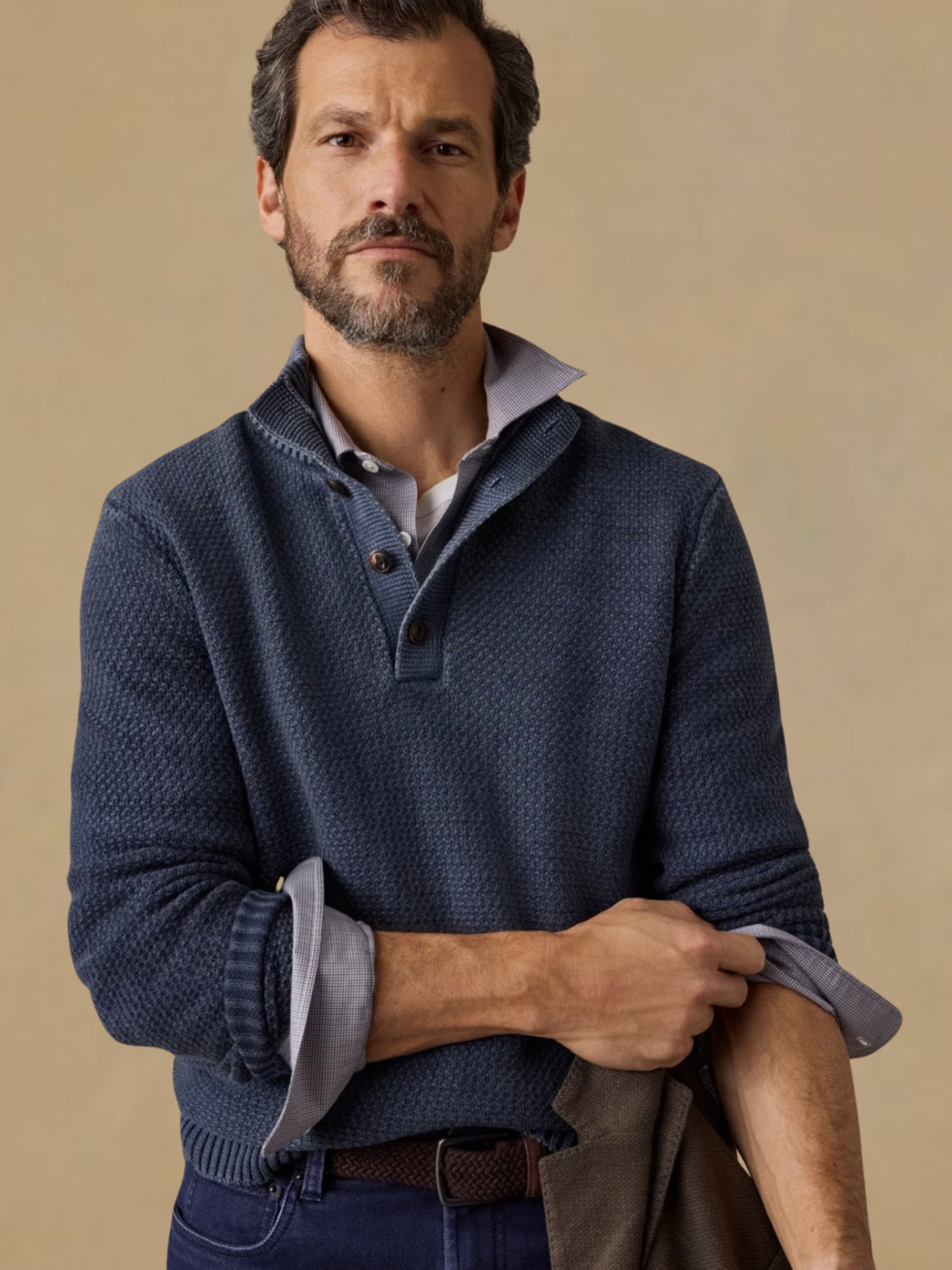 Faherty Sunwashed Dockside Quarter Button - Abyss Navy
