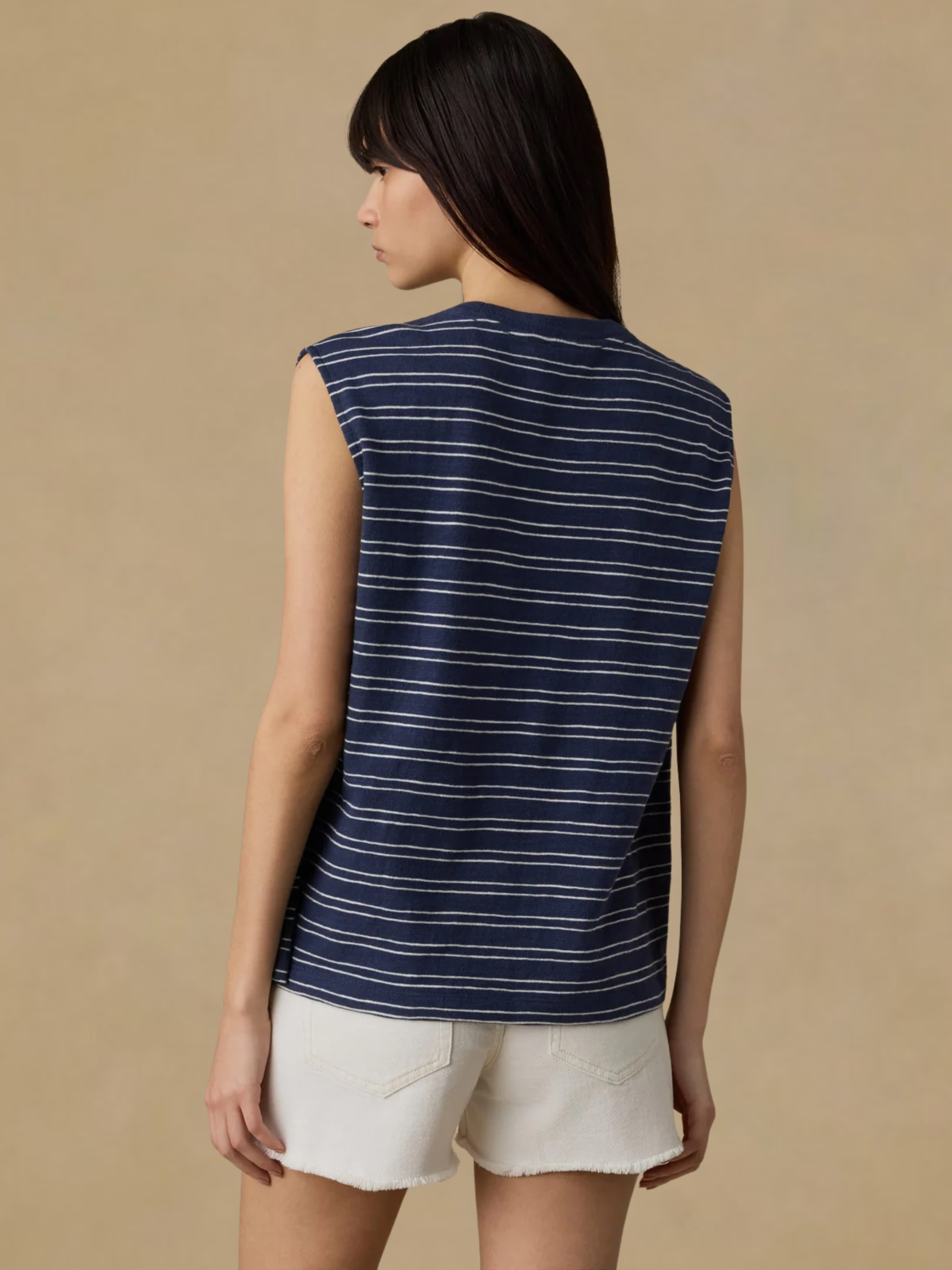 Faherty Sunwashed Slub Muscle Tank - Mood Indigo Stripe