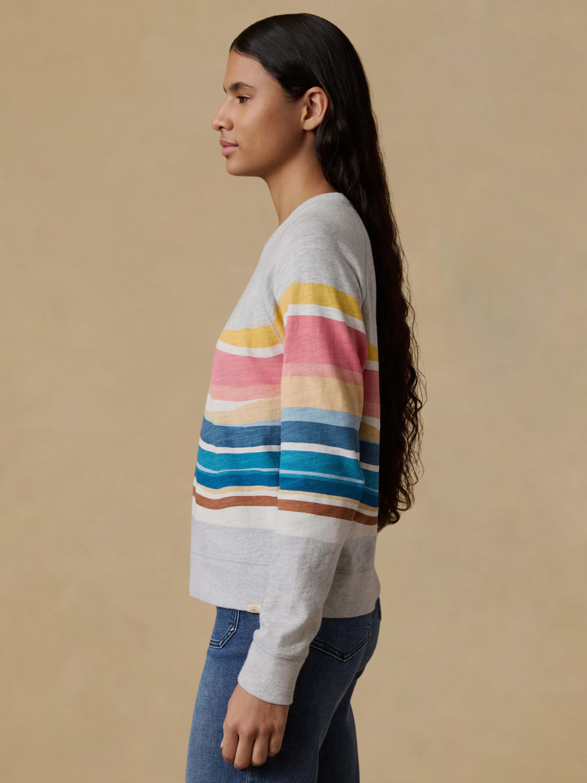 Faherty Sunwashed Organic Crewneck - Soleil Waves