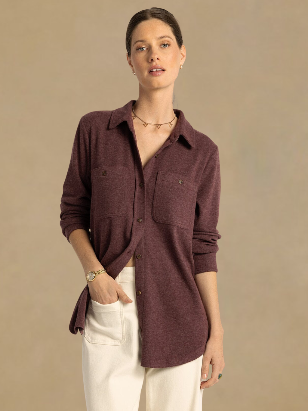 Thread & Supply Lewis Shirt - Burgundy Heather