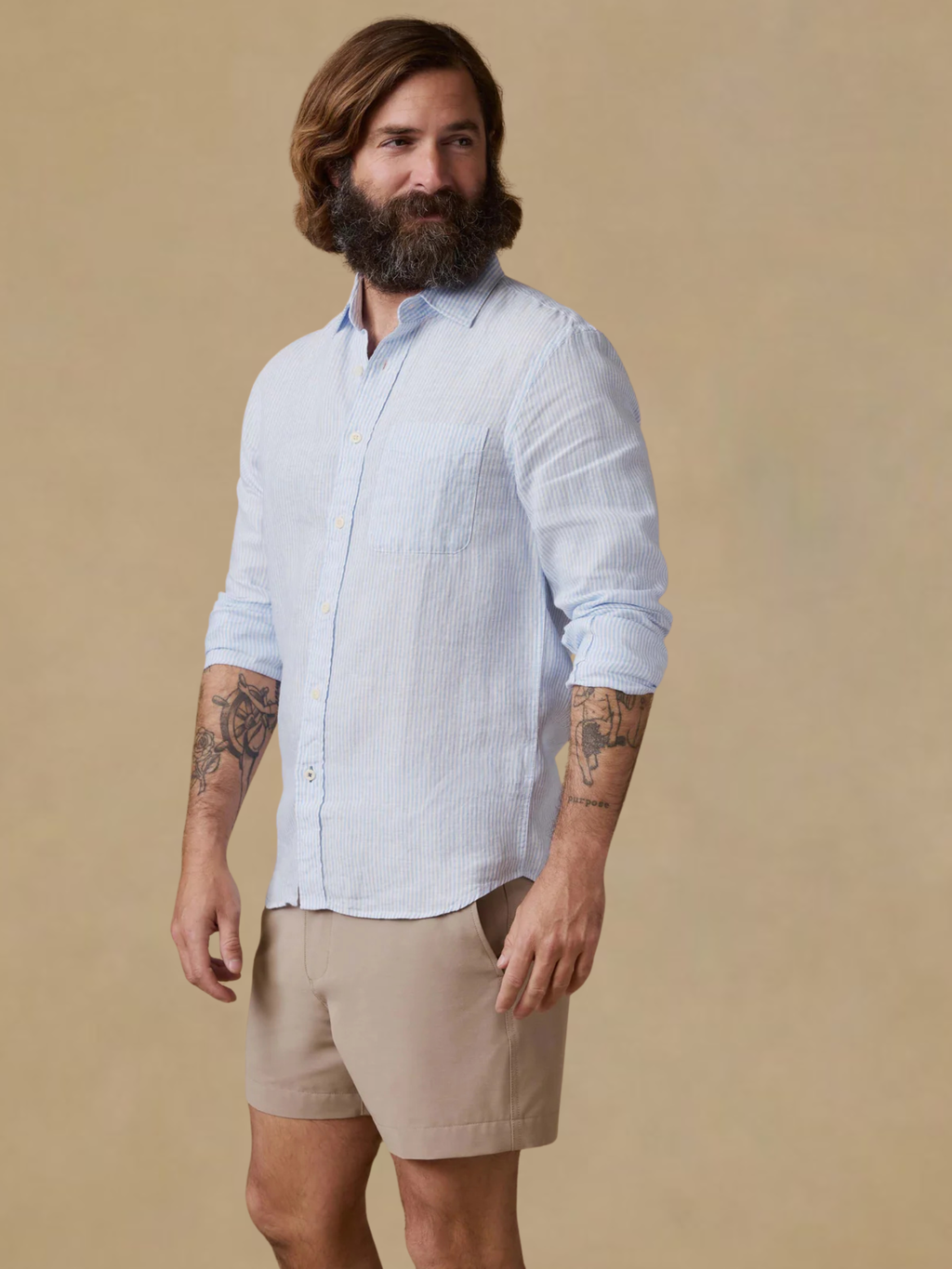 Faherty Laguna Linen Shirt - Summer Classic Stripe