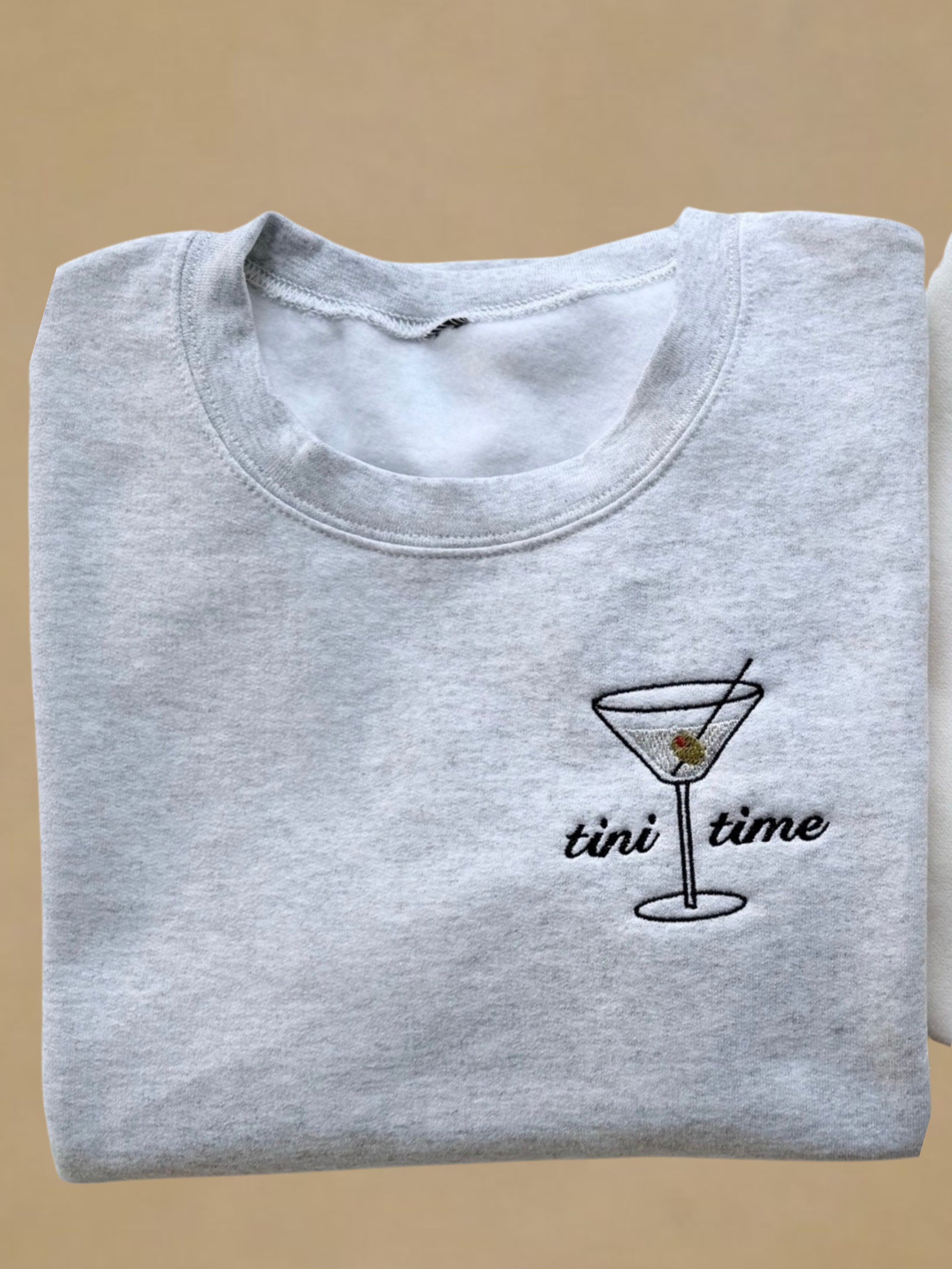 Tini Time Dirty Martini Crewneck - Light Grey