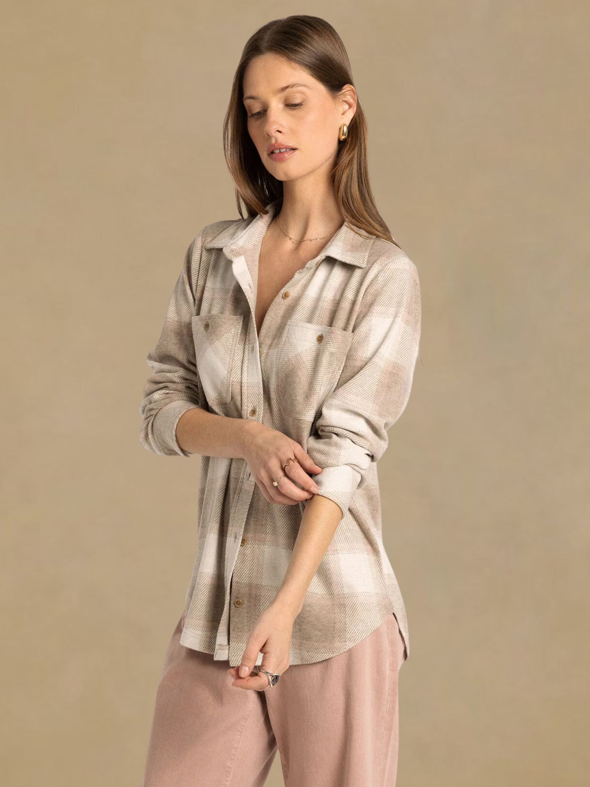 Thread & Supply Lewis Shirt - Sand Taupe Plaid
