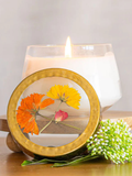 Rosy Rings Accent Pressed Floral Candle - Sugared Citrus