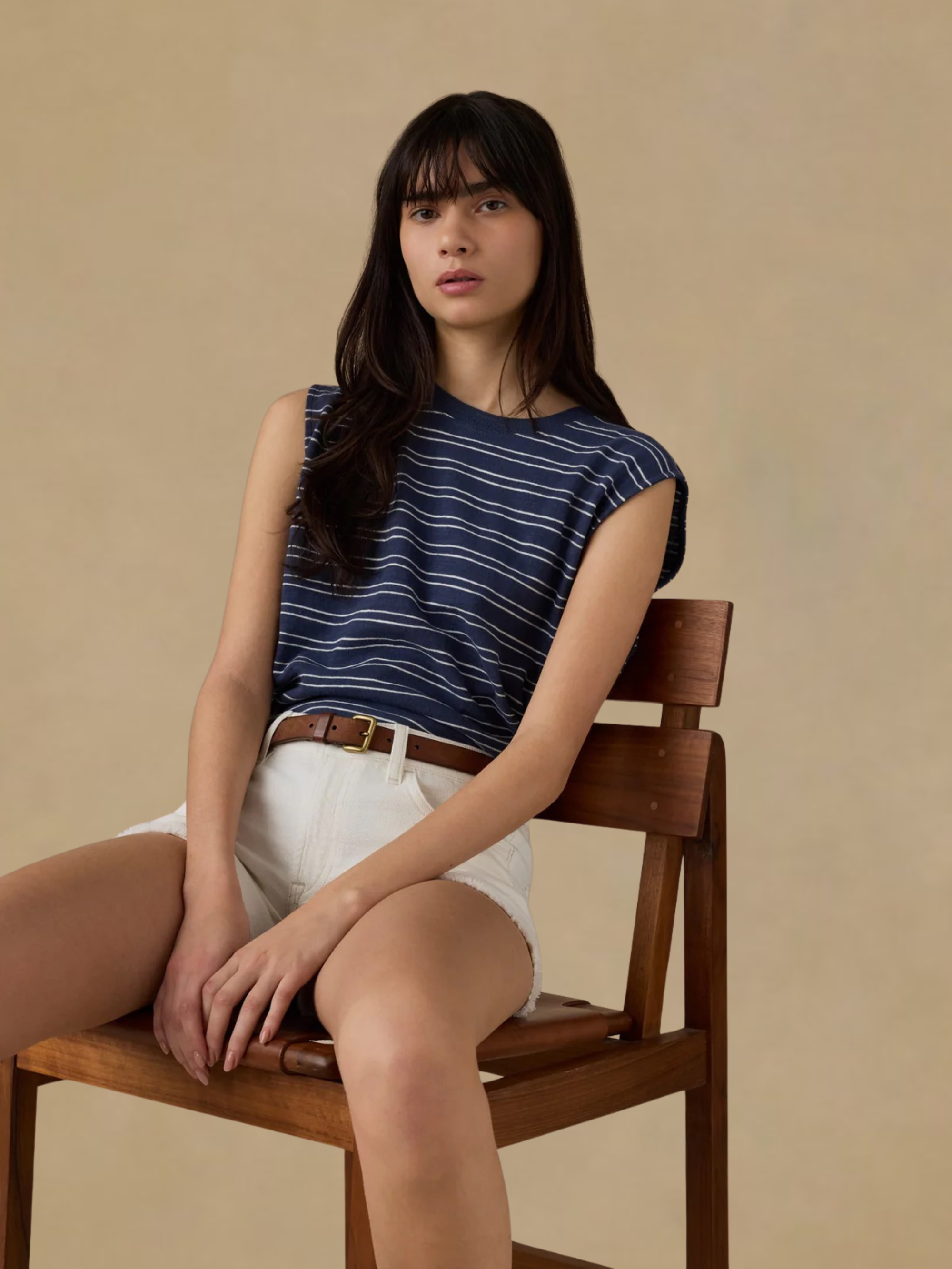 Faherty Sunwashed Slub Muscle Tank - Mood Indigo Stripe