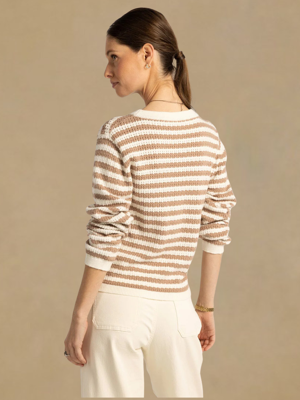 Thread & Supply Lawson Sweater - White Tan Stripe