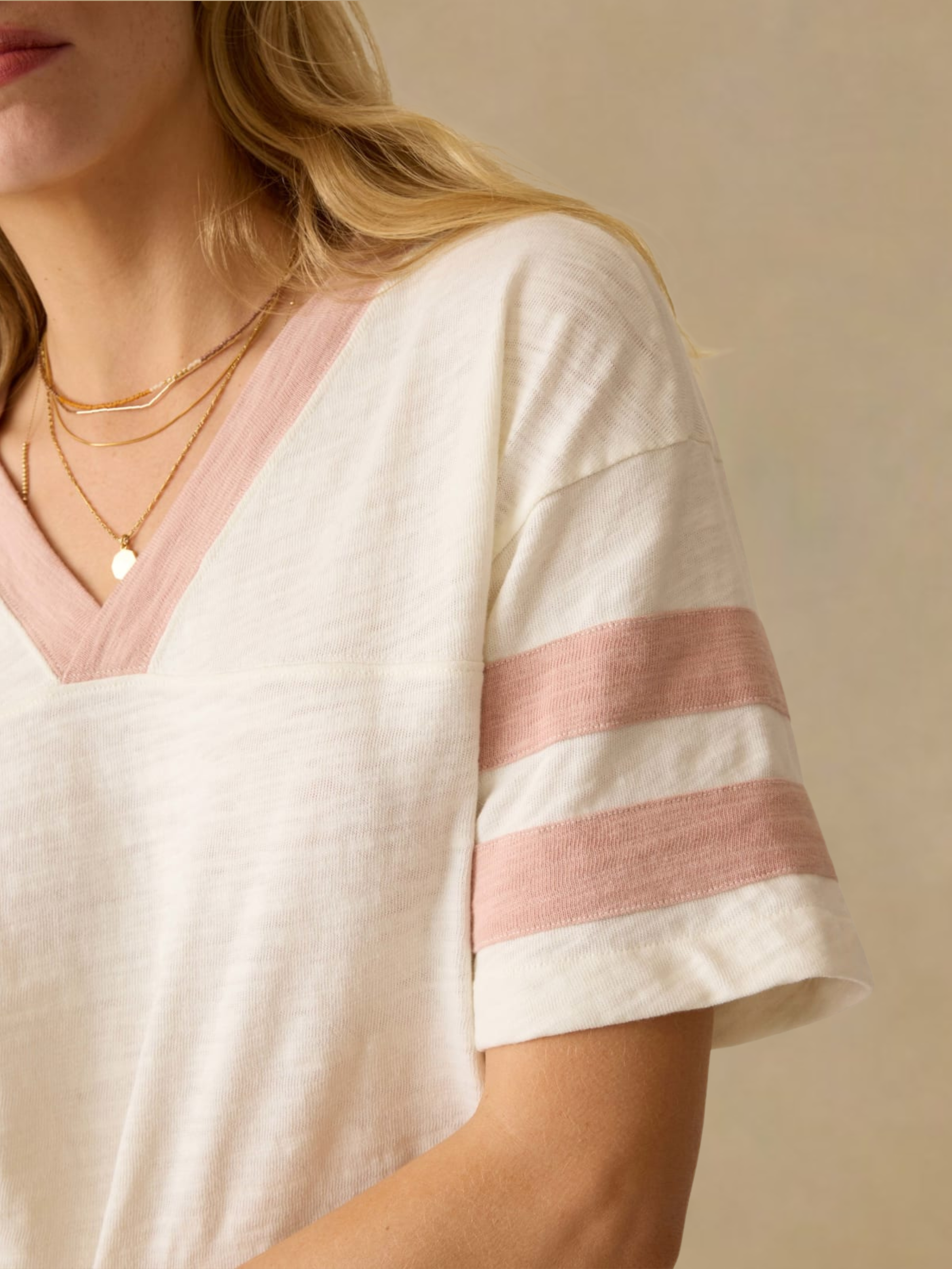 Faherty Sunwashed Varsity Tee - Pink
