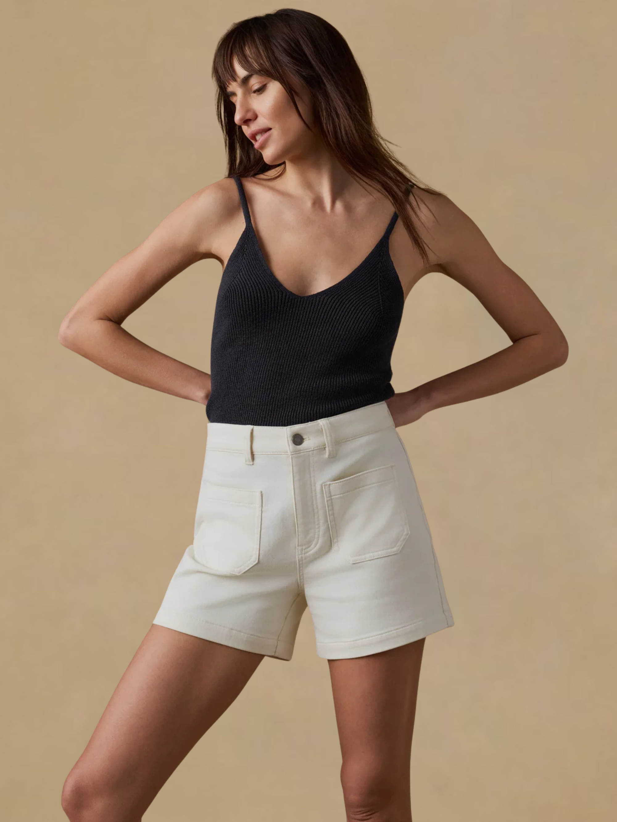 Faherty Stretch Terry Patch Pocket Short - Egret