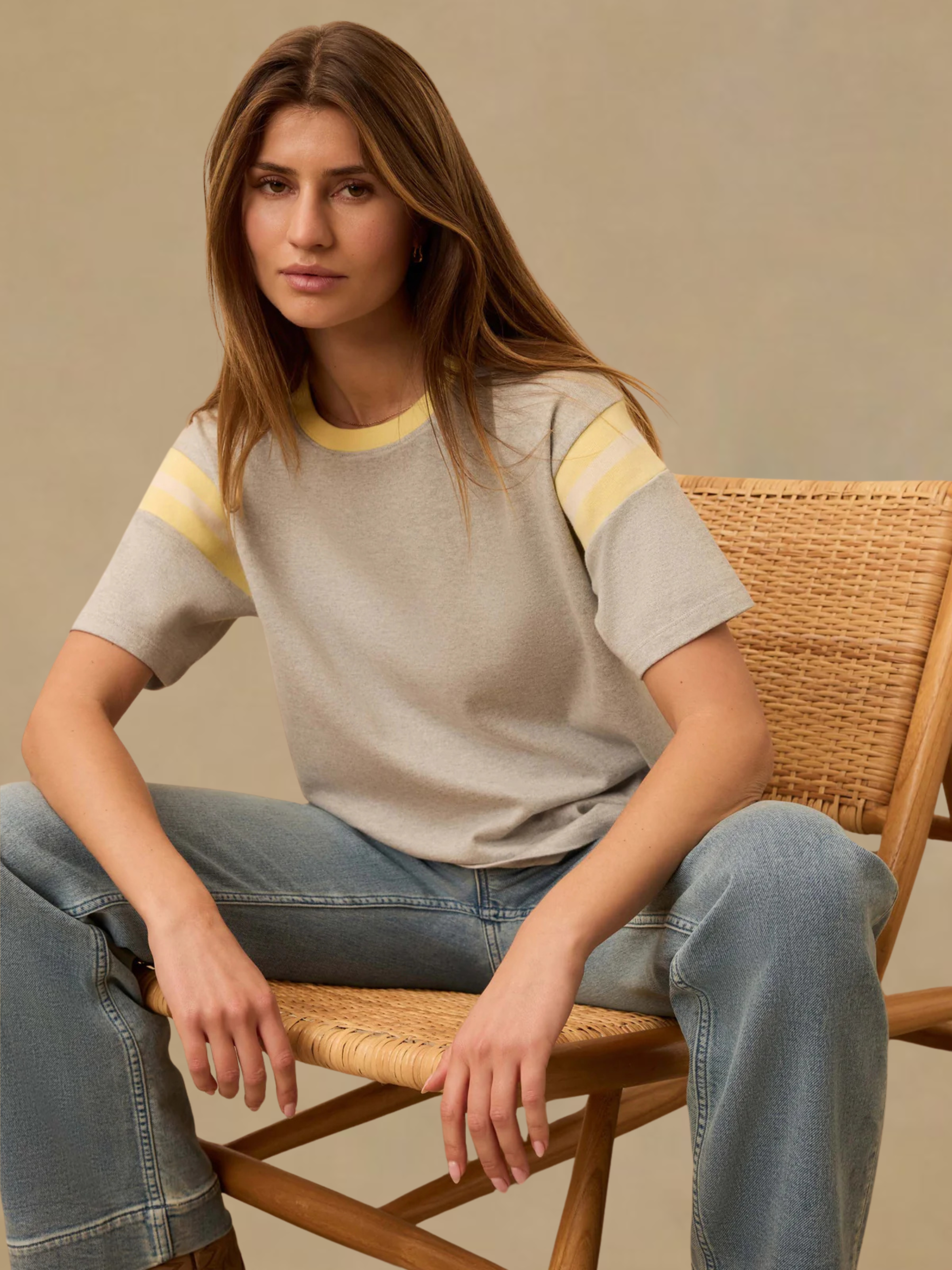 Faherty Sport Jersey Throwback Tee - Spring Grey