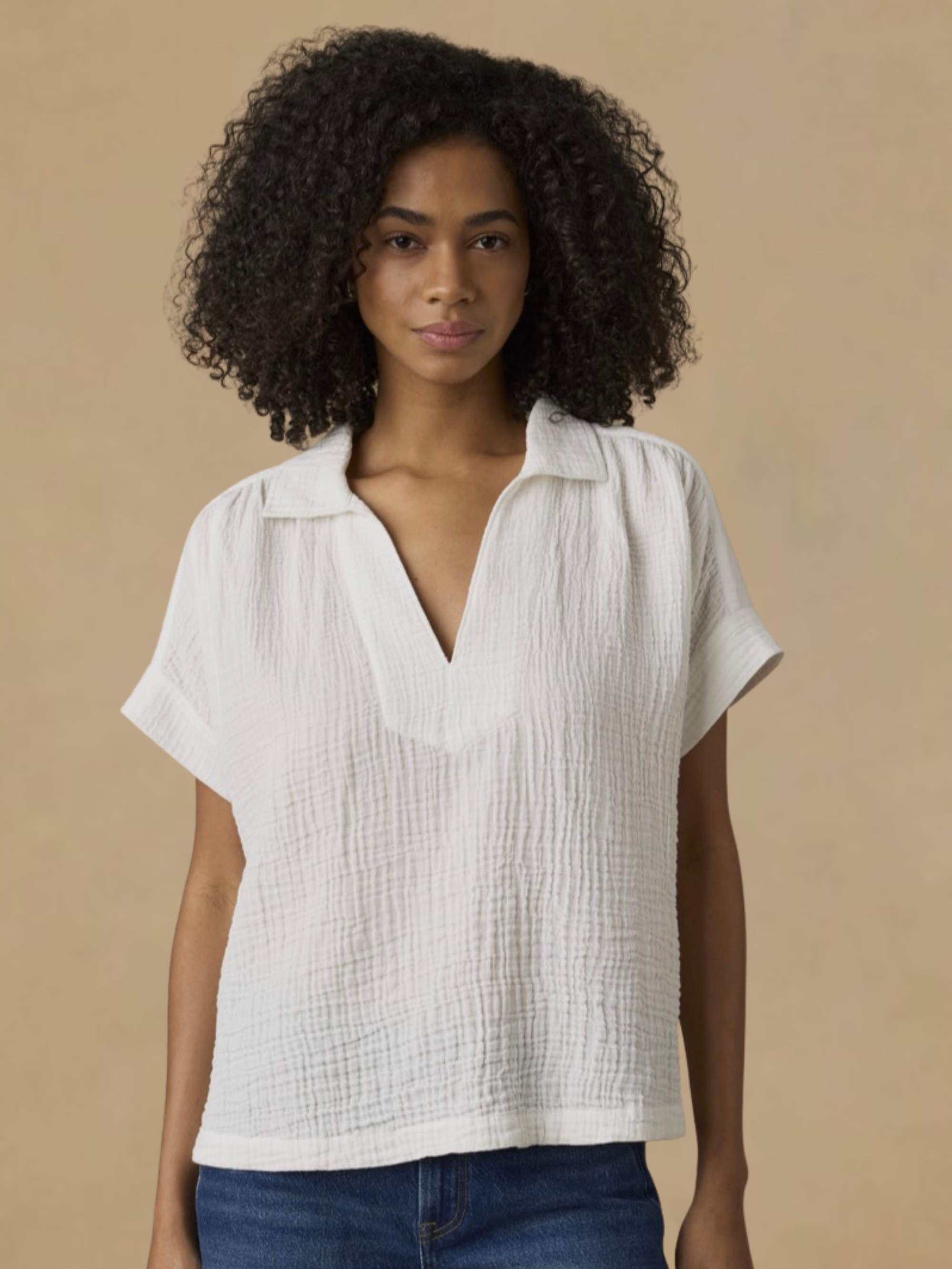 Faherty Zoe Gauze Top - White