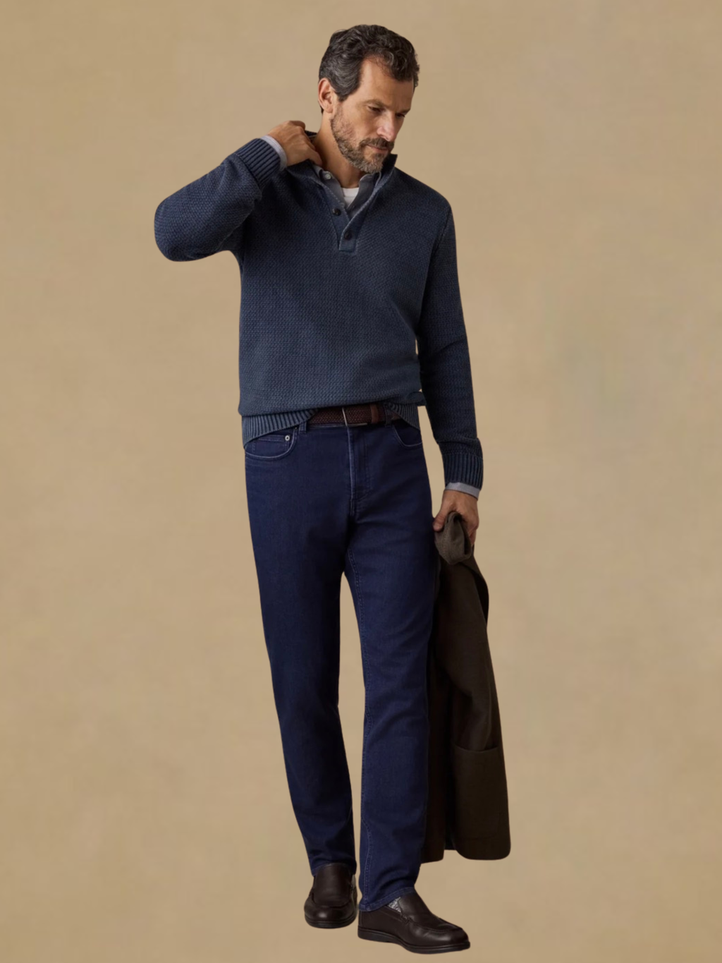 Faherty Sunwashed Dockside Quarter Button - Abyss Navy