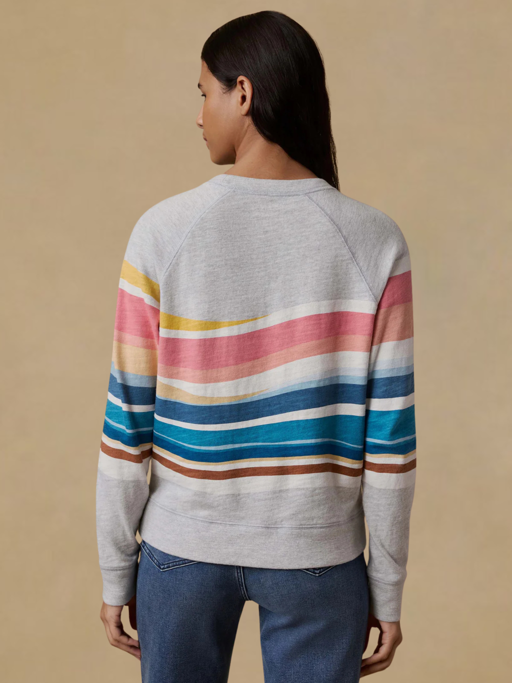 Faherty Sunwashed Organic Crewneck - Soleil Waves