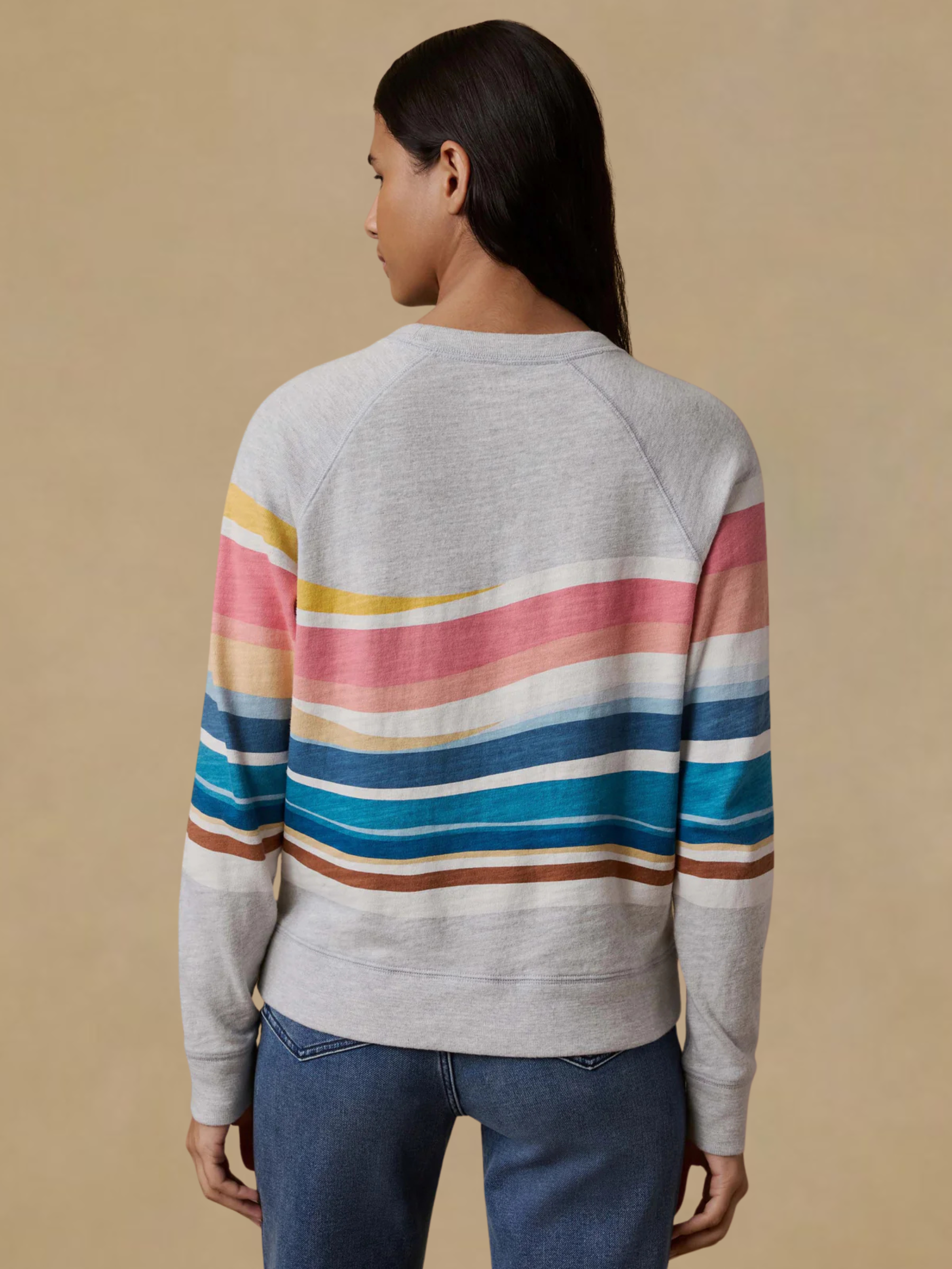 Faherty Sunwashed Organic Crewneck - Soleil Waves