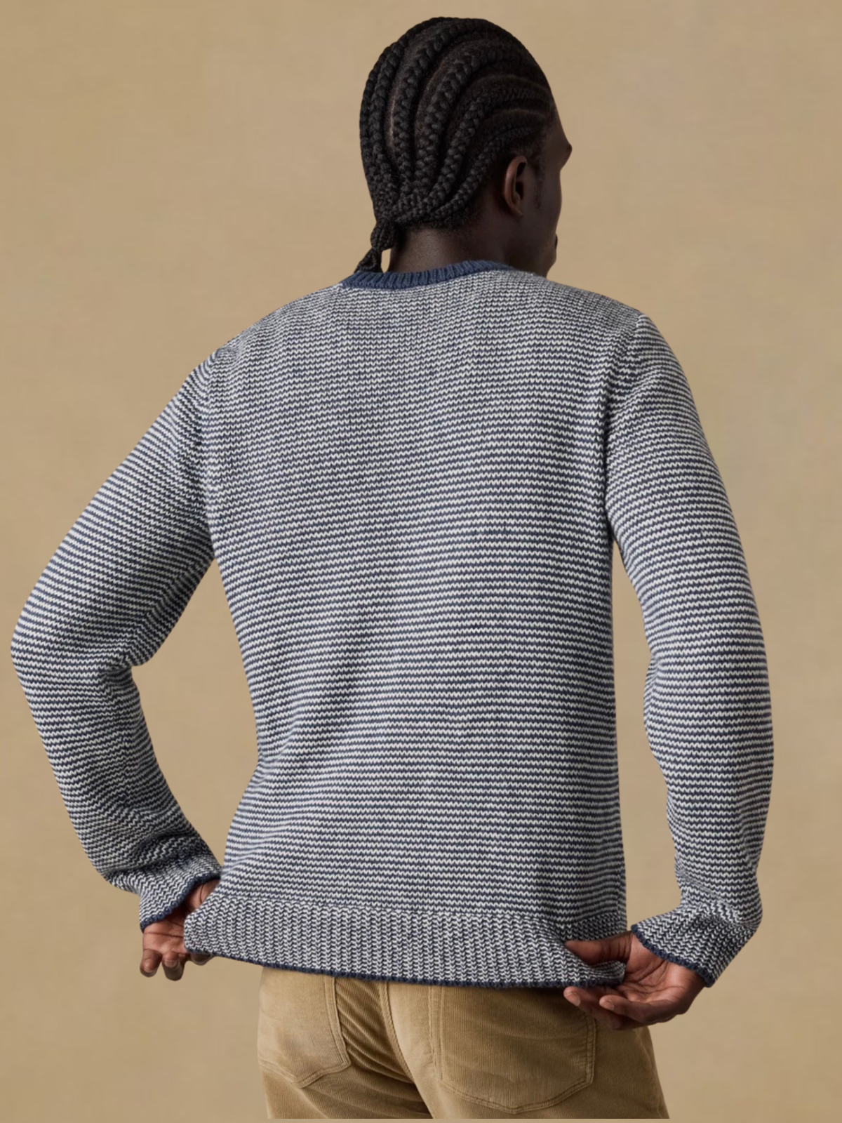 Faherty Heirloom Crewneck Sweater - Ivory Navy Feeder