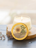 Rosy Rings Accent Pressed Floral Candle - Vanilla Rain
