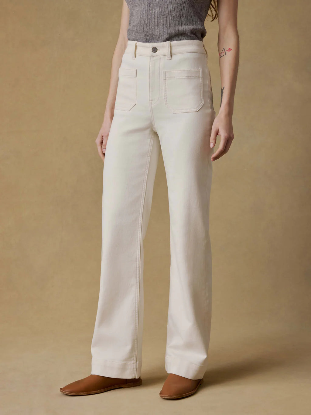 Faherty Stretch Terry Patch Pocket Pant - Egret