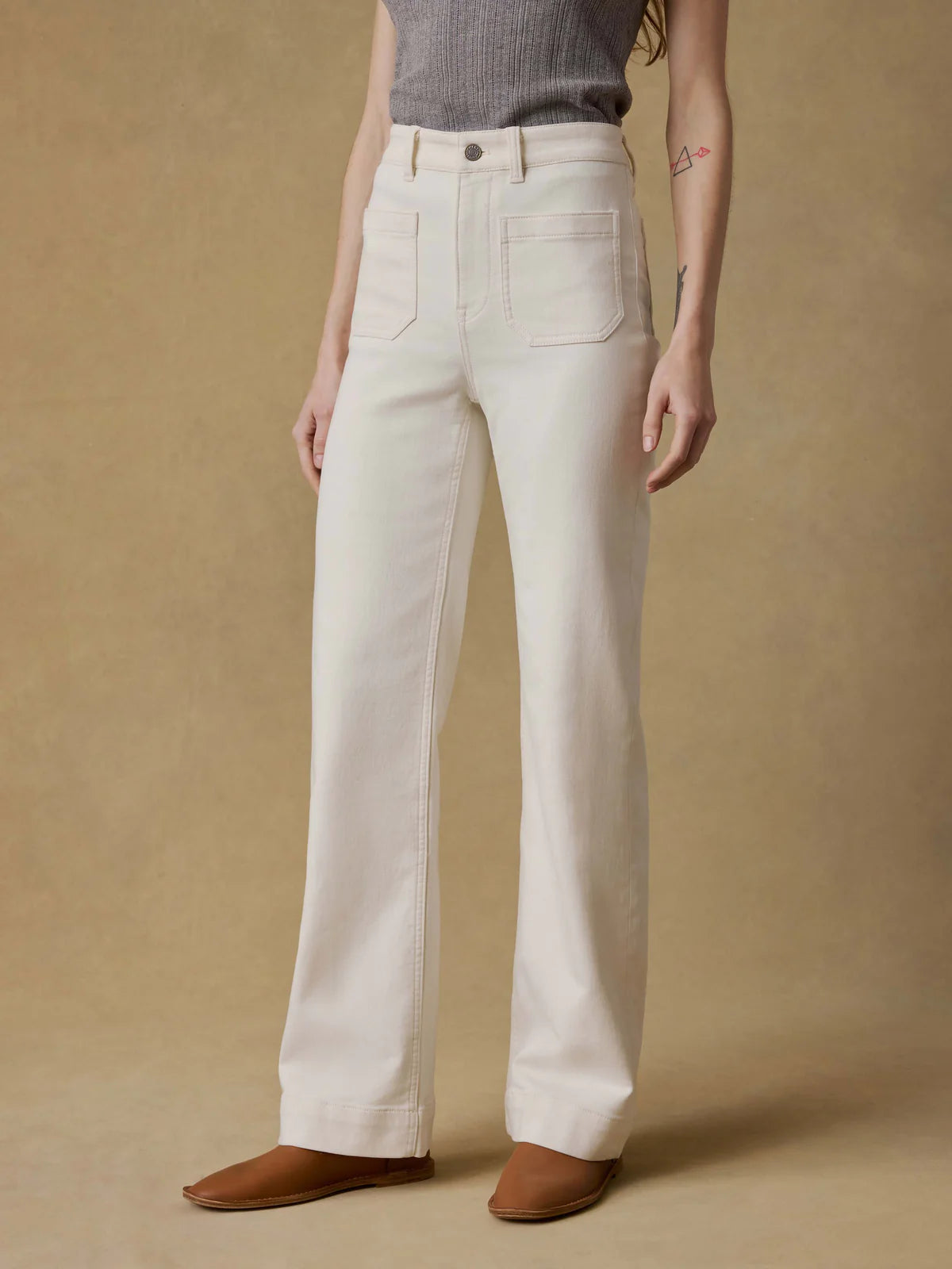 Faherty Stretch Terry Patch Pocket Pant - Egret
