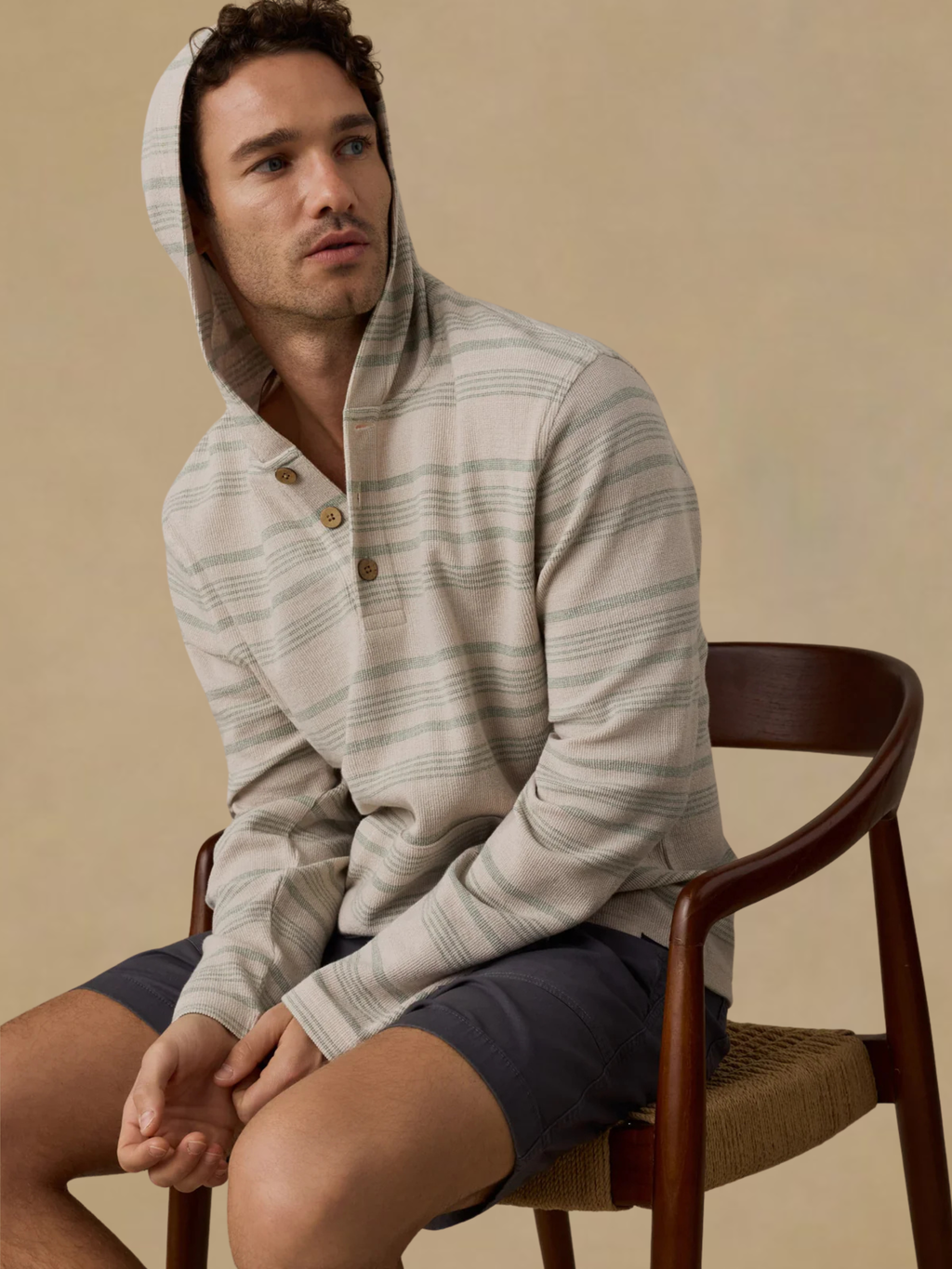 Faherty Oasis Hoodie - Sage Beach Stripe
