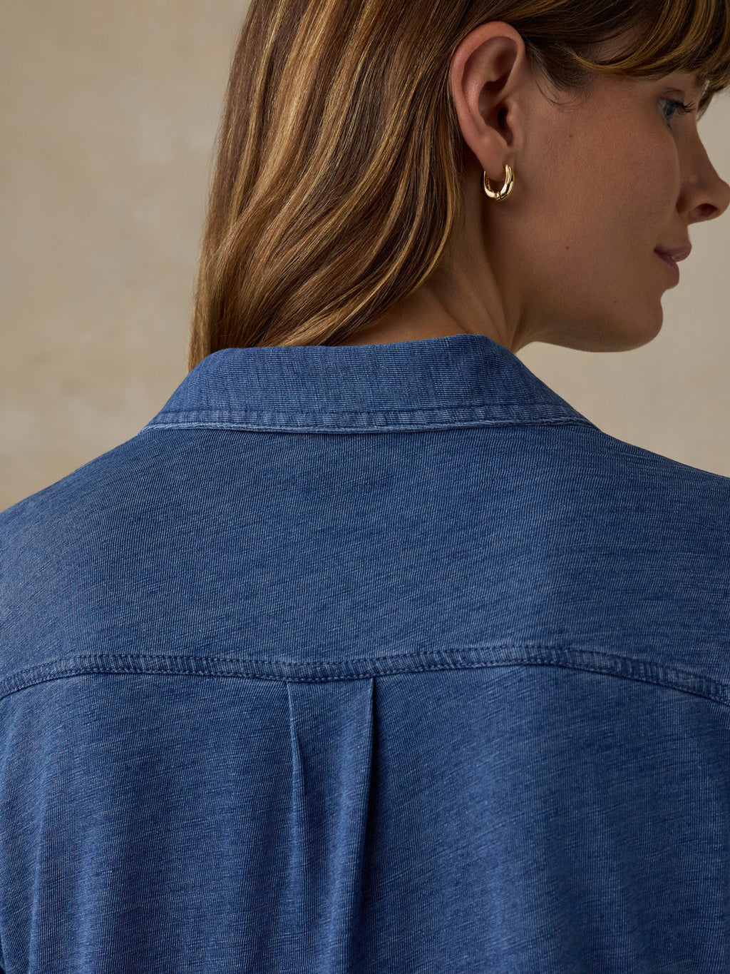 Faherty Sunwashed Knit Shirt - Medium Indigo Wash