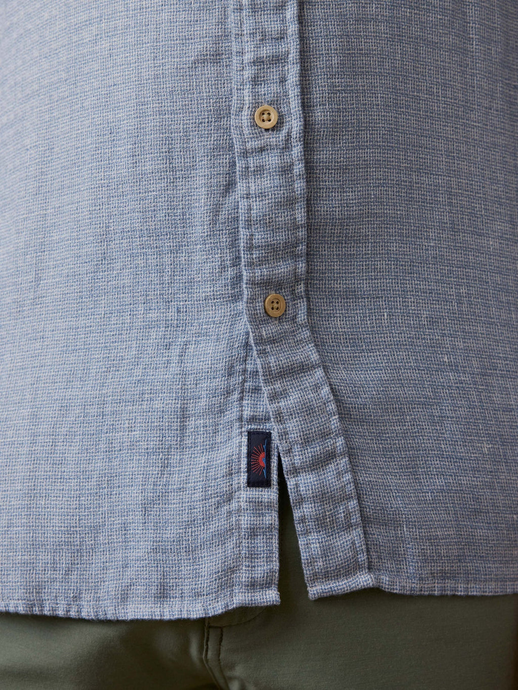 Faherty Short Sleeve Linen Shirt - Blue Basketweave