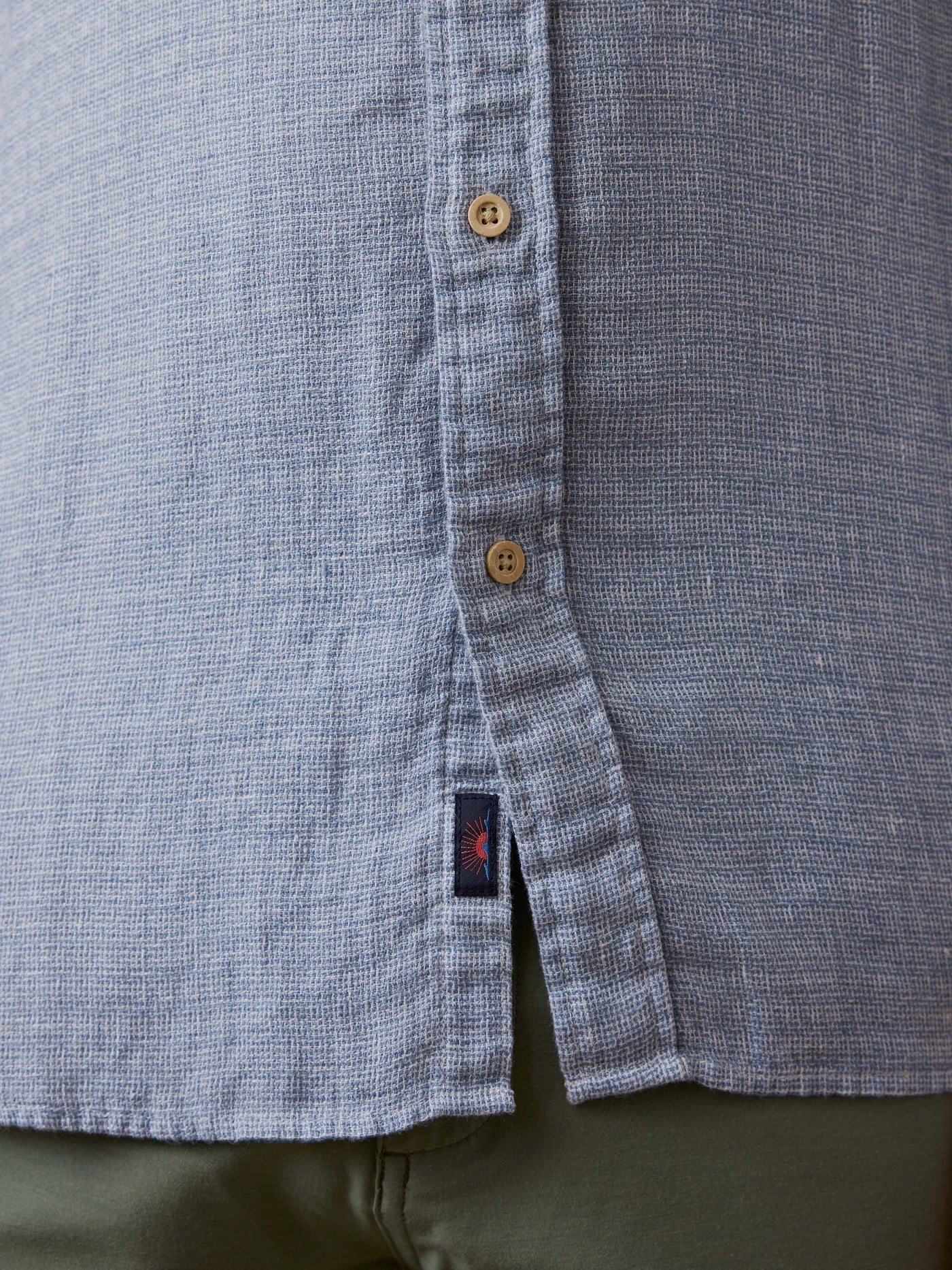 Faherty Short Sleeve Linen Shirt - Blue Basketweave