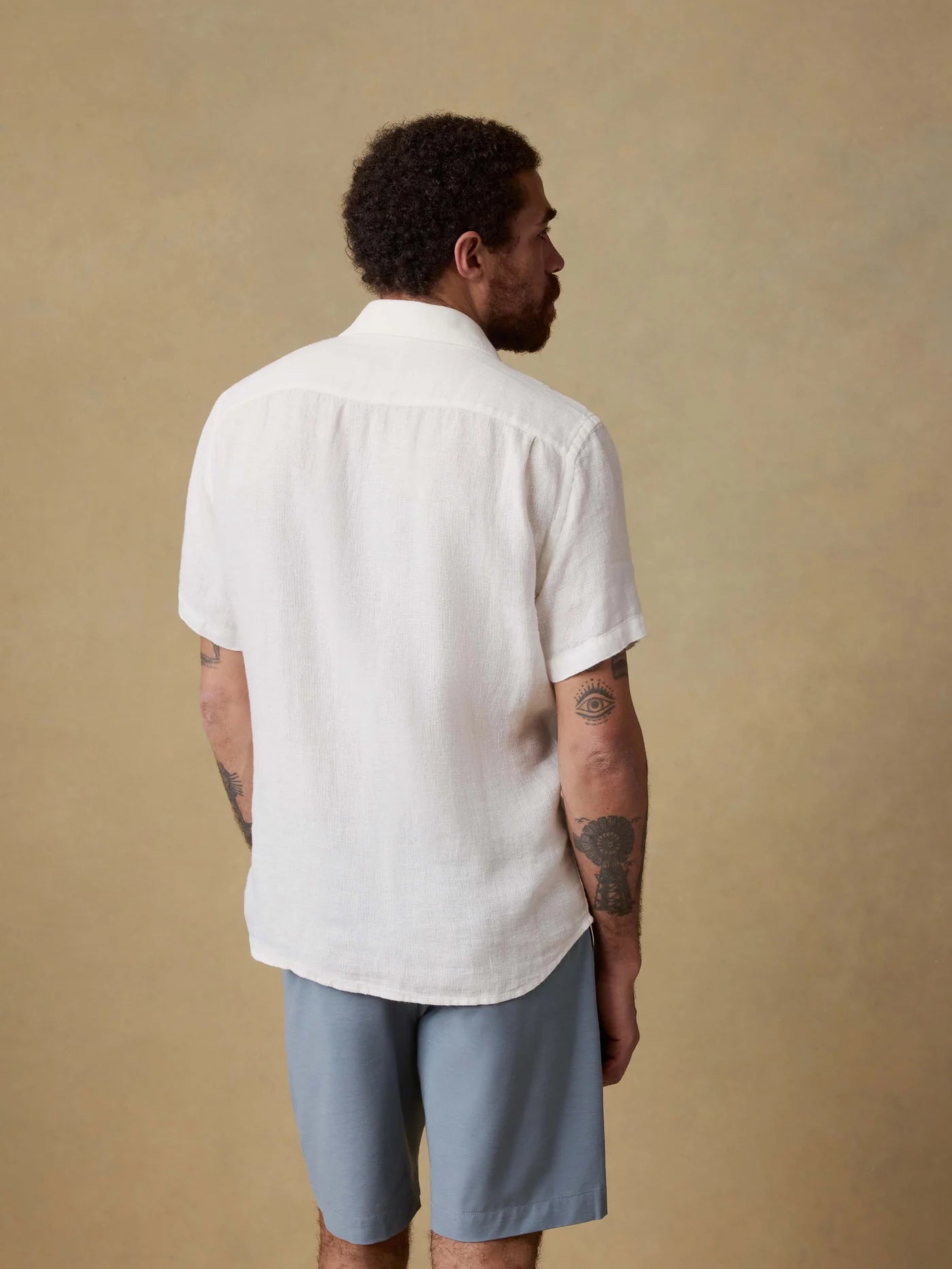Faherty Short Sleeve Palma Linen Shirt - White Basketweave