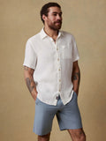 Faherty Short Sleeve Palma Linen Shirt - White Basketweave