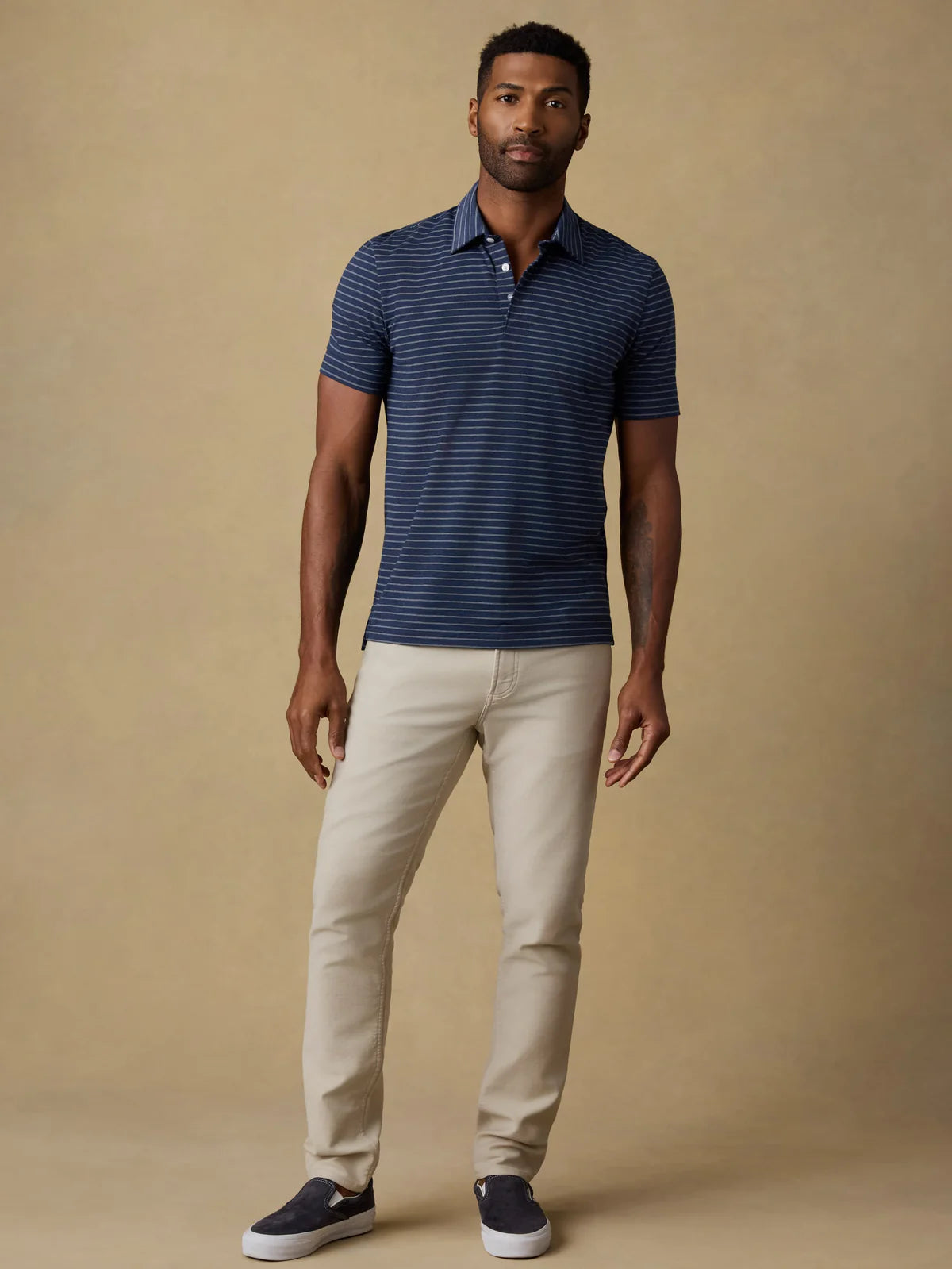 Faherty Short Sleeve Movement Polo - Ravine Stripe