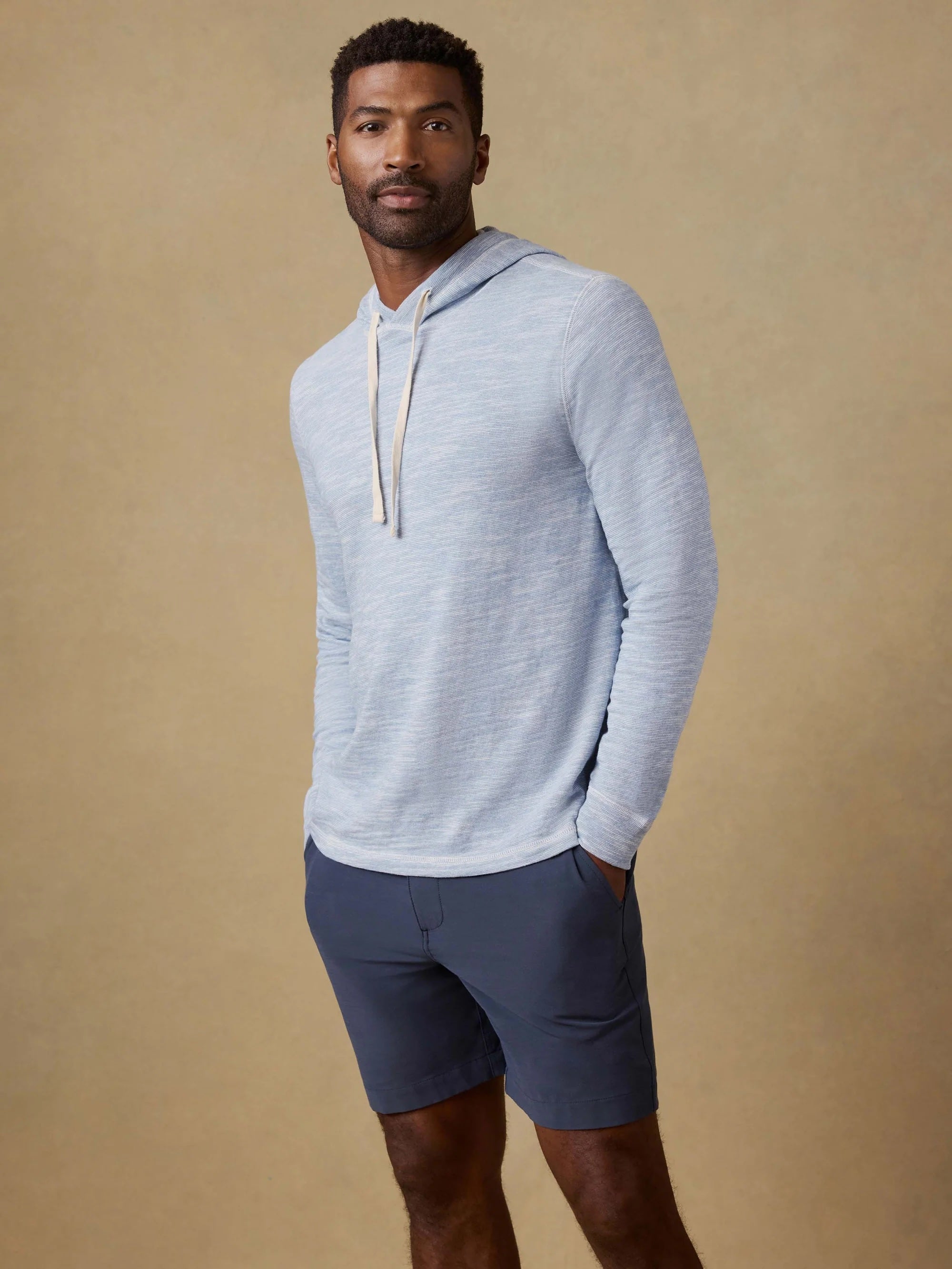 Faherty Sunwashed Organic Hoodie - Blue Ivory Feeder