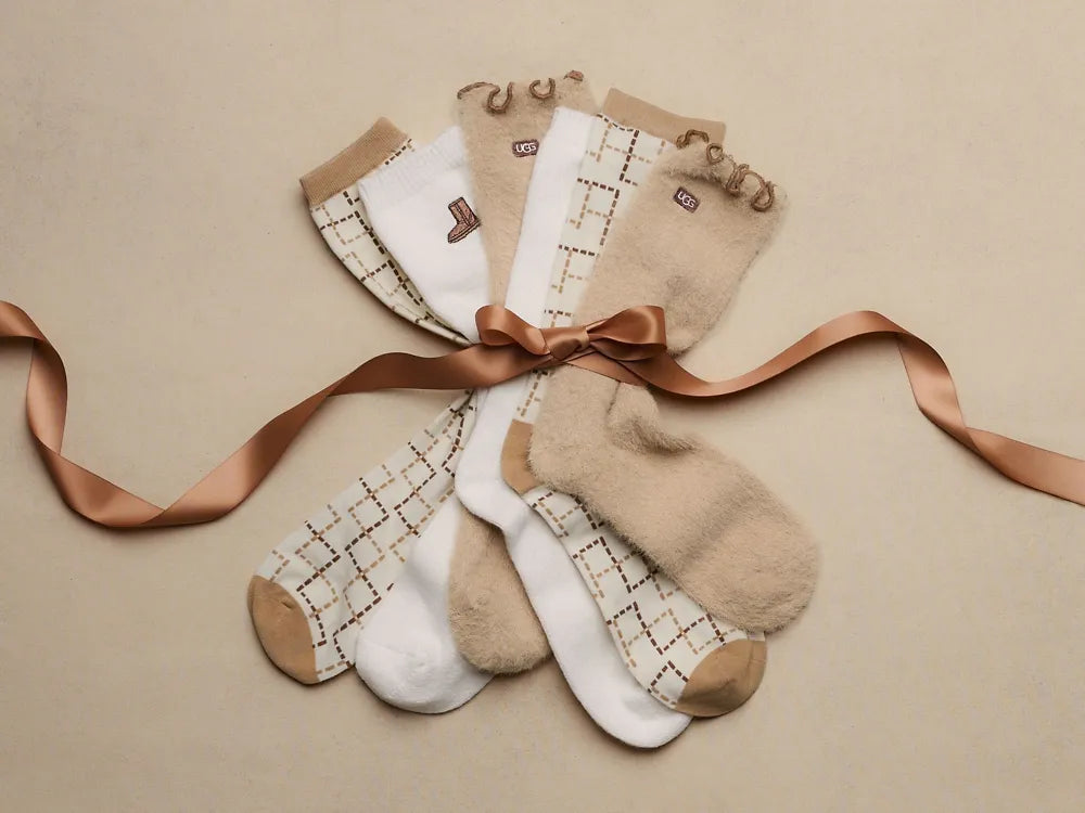 UGG Classic Crew 3 Pack Boot/Plaid/Sand